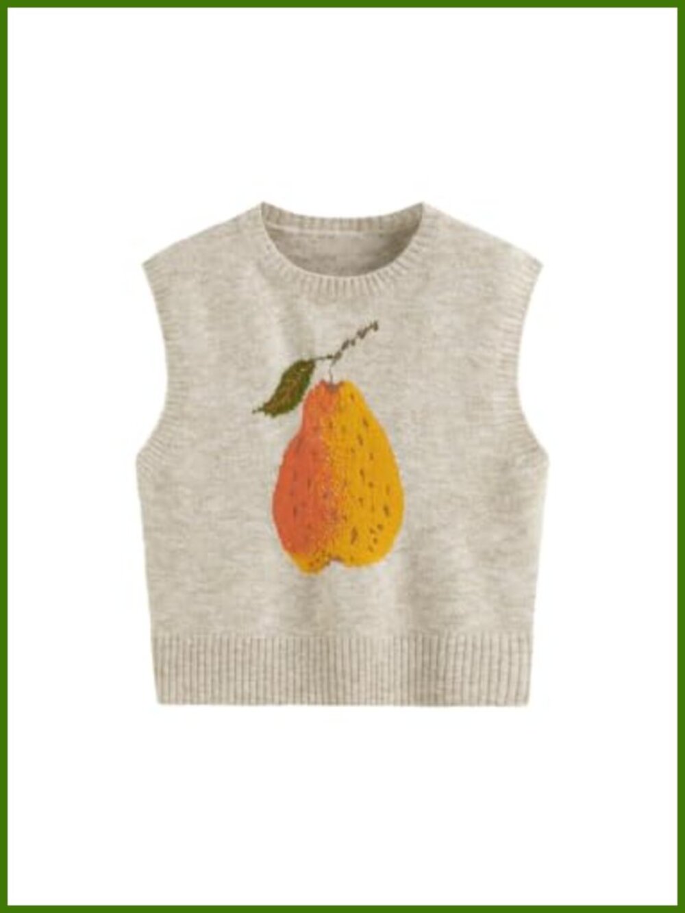 CIDER Sweater Vest Knit Sleeveless Pear Graphic Tank Top